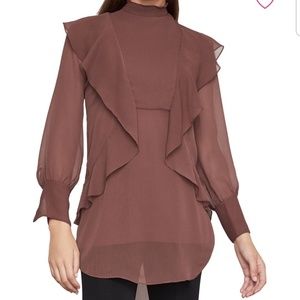 🎉SOLD🎉BCBGmaxazria Ruffle Trimmed Tunic Blouse